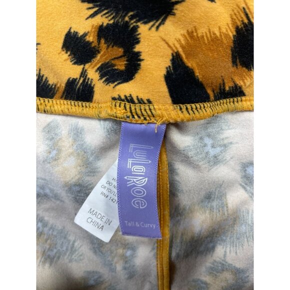 LuLaRoe Leggings Women's Tall & Curvy Mustard Black Cheetah Polyester Stretch - Picture 9 of 12